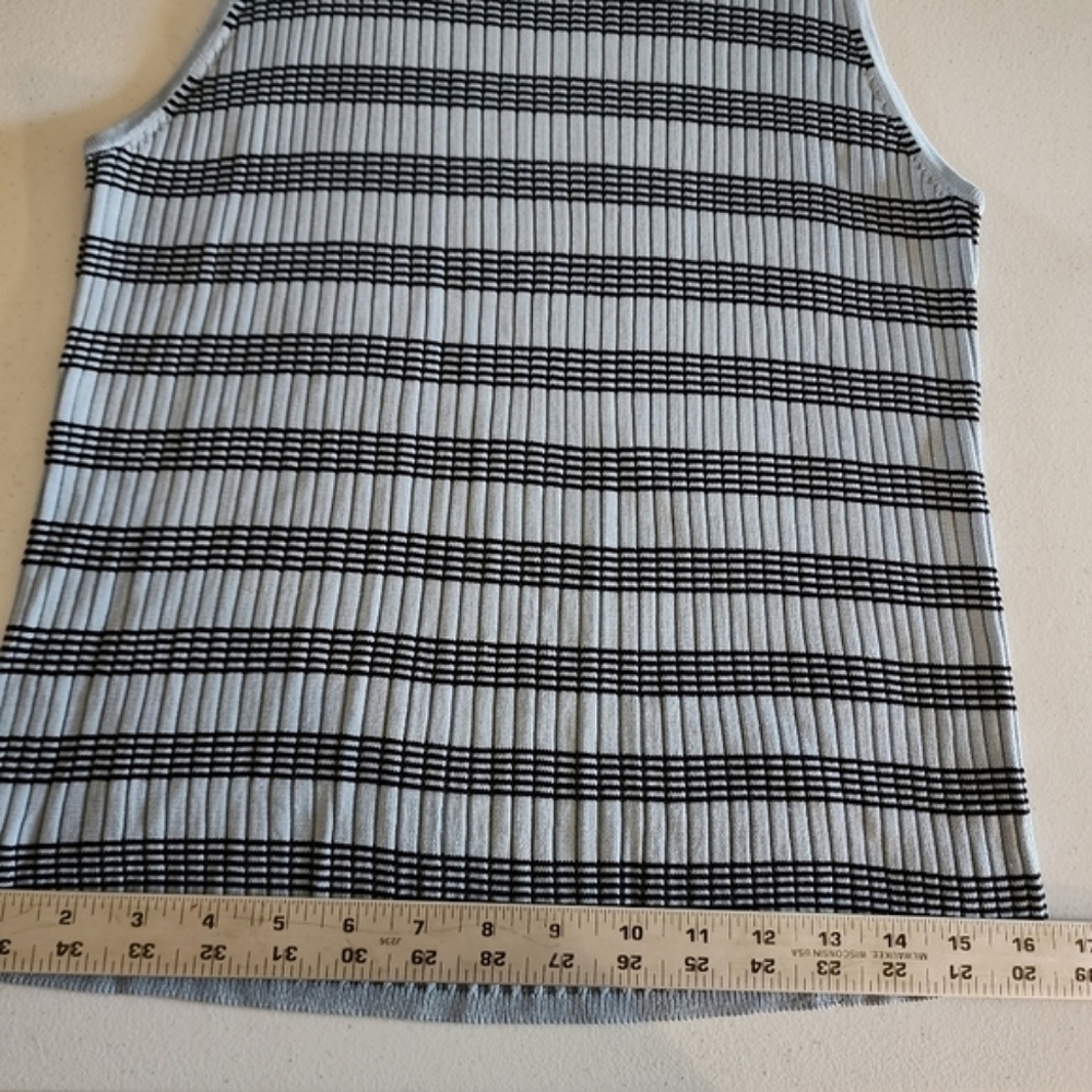 Vintage Burberrys Silk Blue Striped Sleeveless Ribbed Knit Women's Top S… - Picture 8 of 16